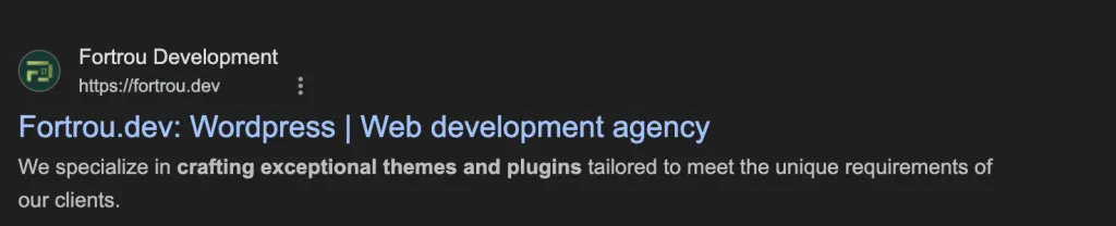 Fortrou Development search snippet